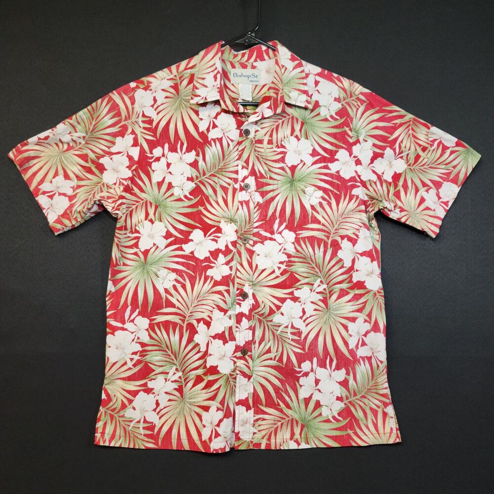 Vintage Bishop St. Apparel Aloha Hawaiian Shirt Size Medium Made In Hawaii